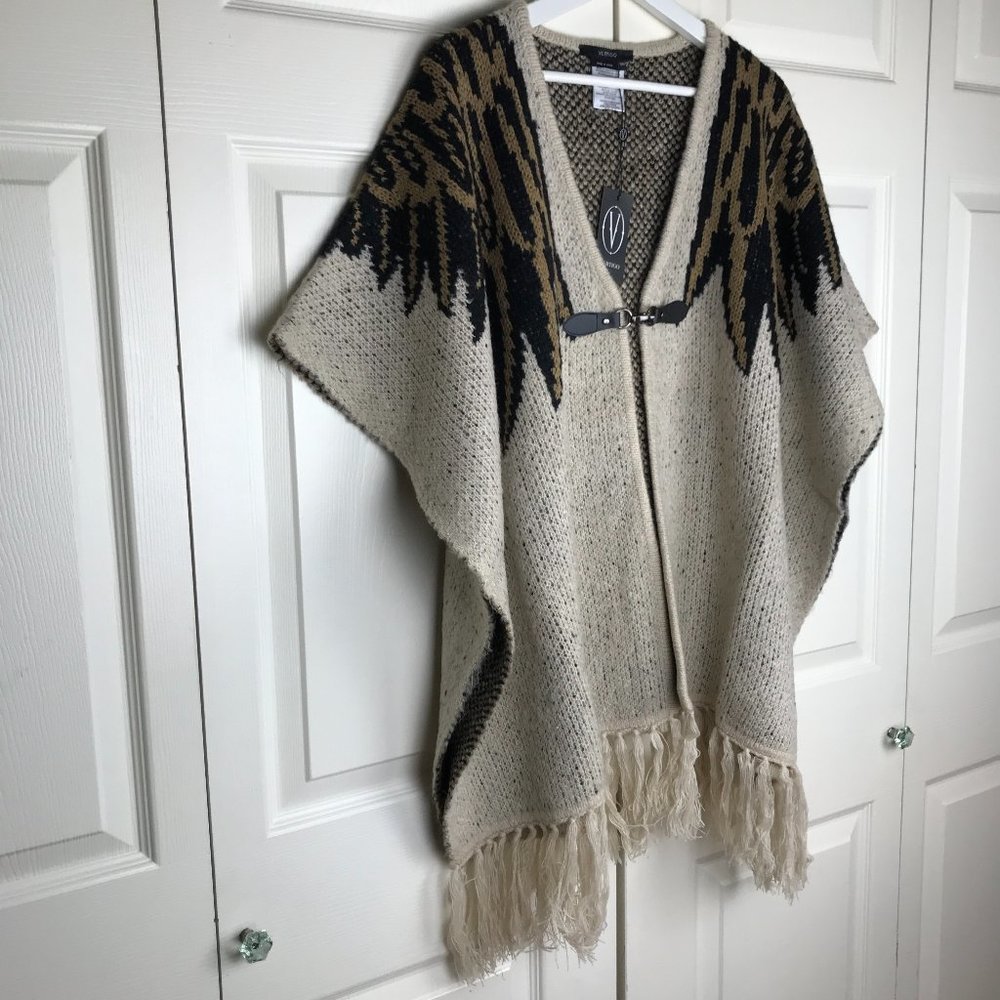 Vertigo Print Fringe Cardigan Open Front Eagle Eye - Picture 9 of 15